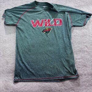 Minnesota Wild Hockey Short Sleeve T-Shirt Tee Large Green Majestic NHL Branded